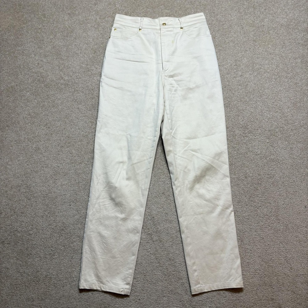 St. John Sport Jeans Womens 6‎ 28x29 White High Rise Straight Stretch Denim Logo